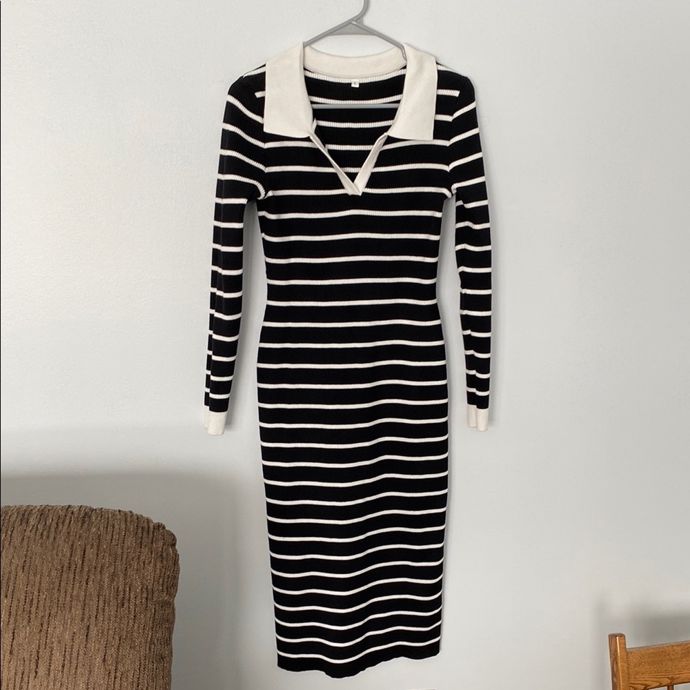 Chic Striped Long Sleeve Dress